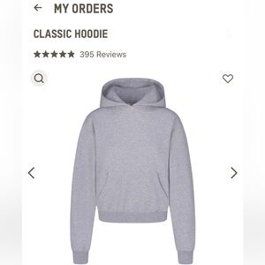 Skims Cotton Fleece Classic Hoodie Heather Grey Size Medium